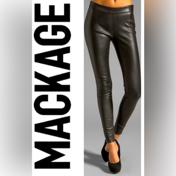 Mackage Stretch Leather Leggings Pants in Blk - Picture 3 of 11